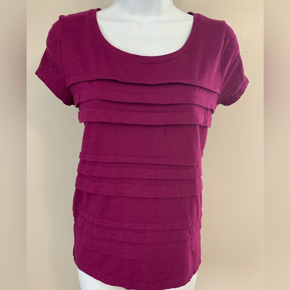 LOFT Short Sleeve Layered Top - Magenta